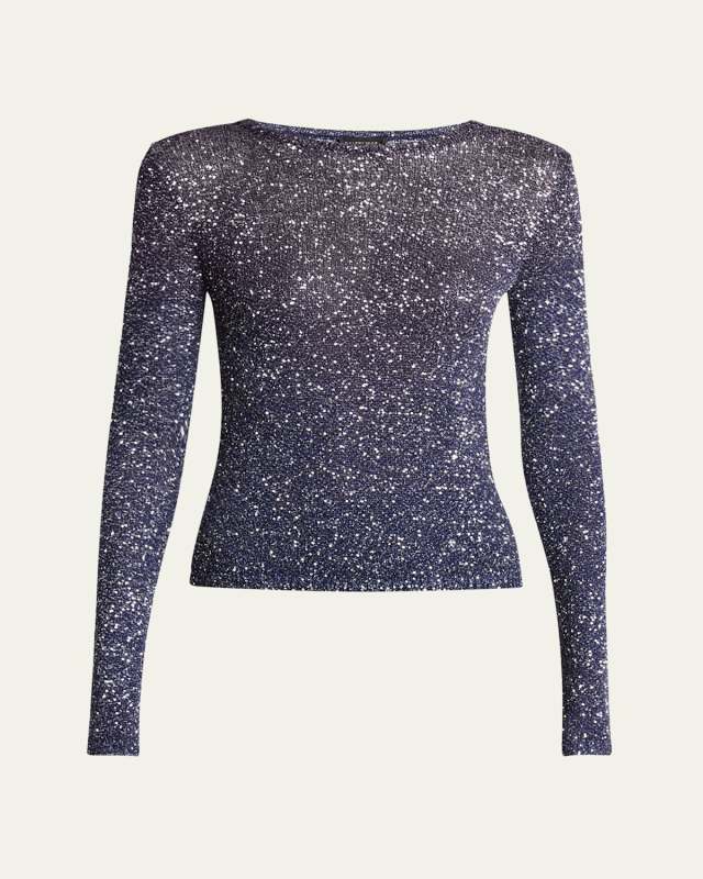 Sequined Long Sleeve Fitted Top